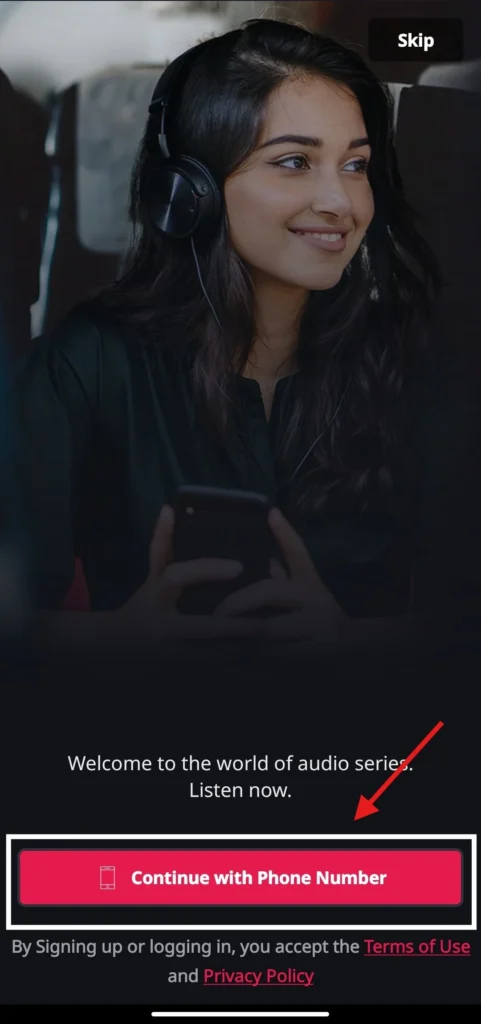click continue with phone number